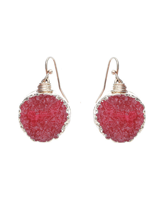 13mm Round Druzy Earring