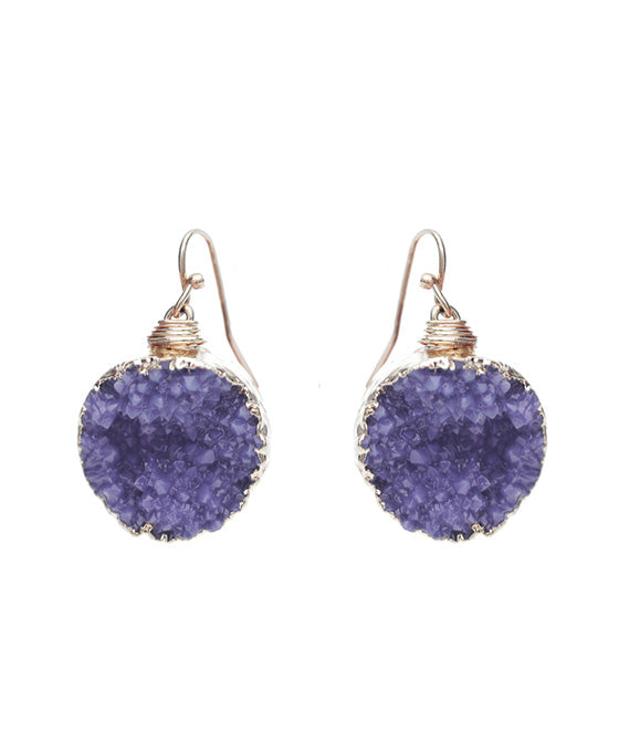 13mm Round Druzy Earring