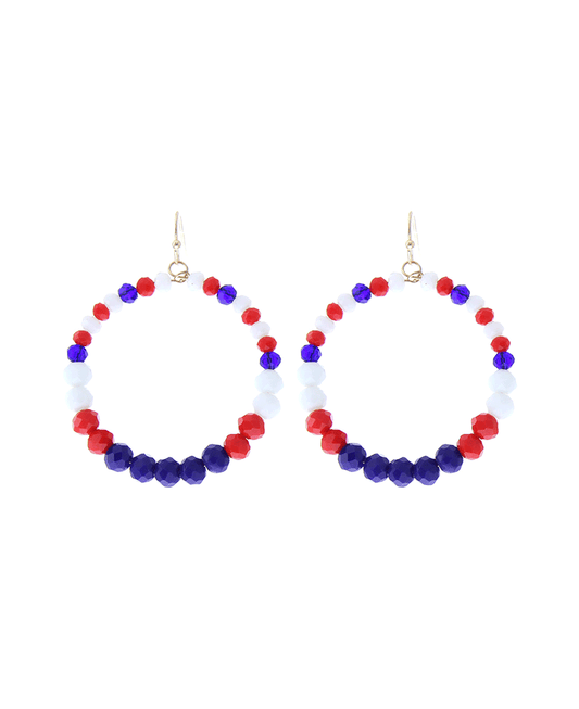 American Flag Bead Hoop Earring - 2.0"