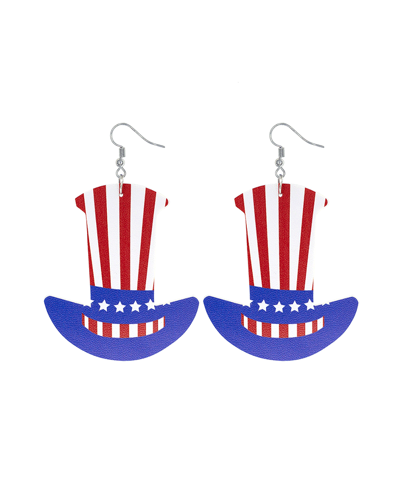 American Flag Top Hap Earring - 3.4"