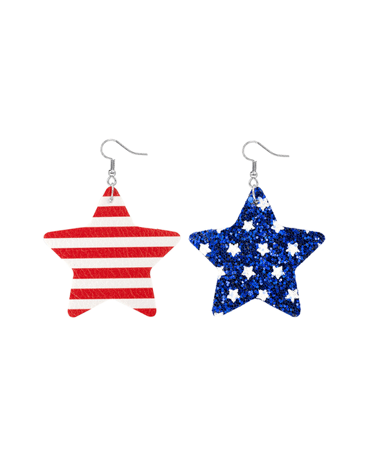 Star & Stripe Suede Earring - 3.0"