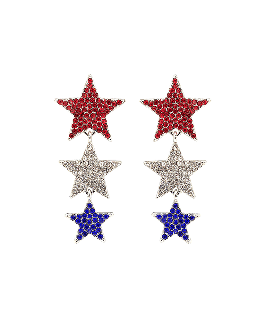 USA 3 Star Drop Earring - 2.0"