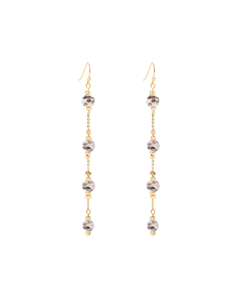 Ceramic Flower Bead Earring - 3.0"