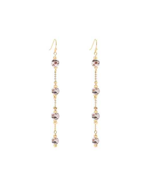Ceramic Flower Bead Earring - 3.0"