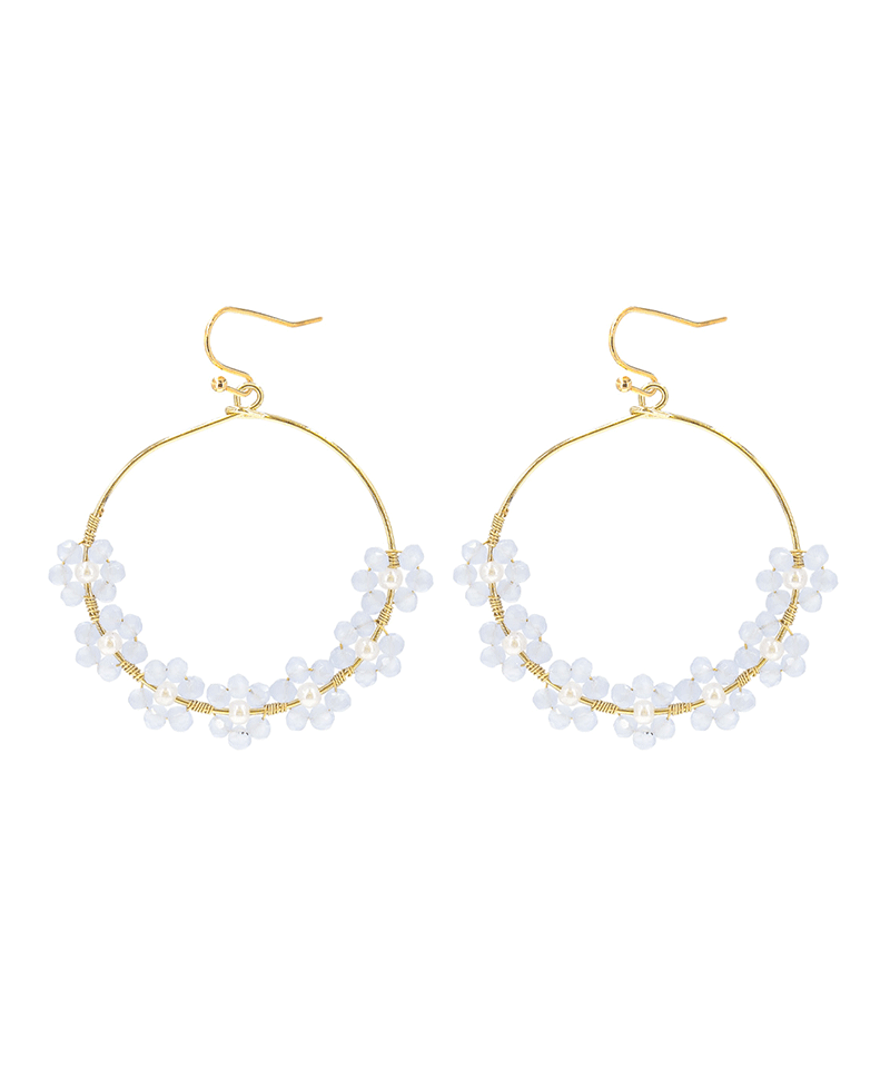 Bead Flower Round Earring - 2.0"