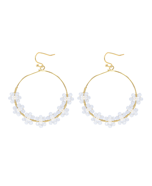 Bead Flower Round Earring - 2.0"