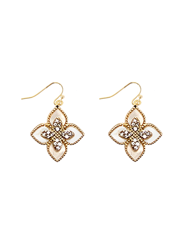 Mother of Pearl Flower Crystal Earring - 0.80"