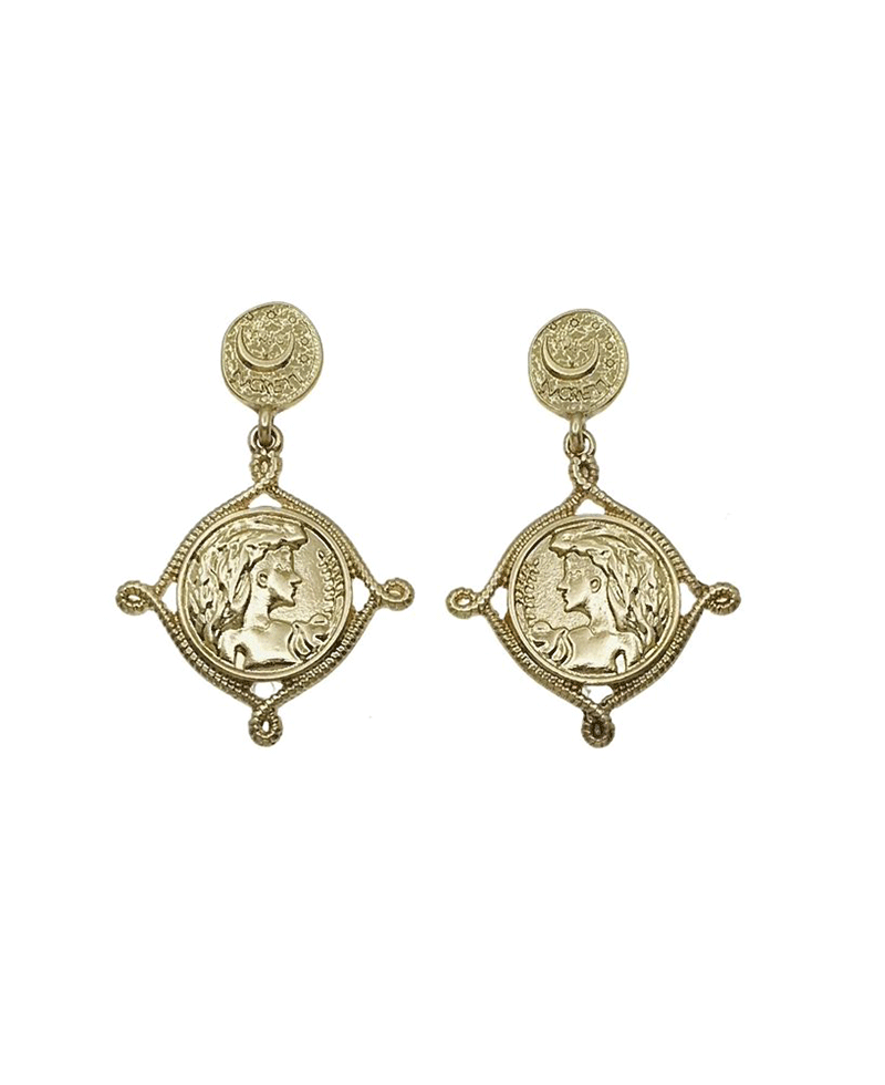 Vintage Style Coin Dangle Post Earring