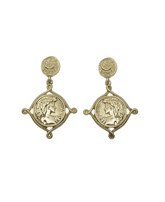 Vintage Style Coin Dangle Post Earring