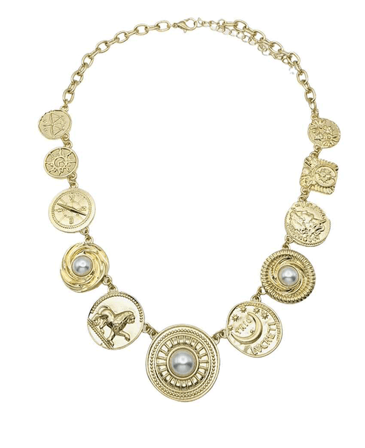 Medallion Multi Charm Statement Necklace