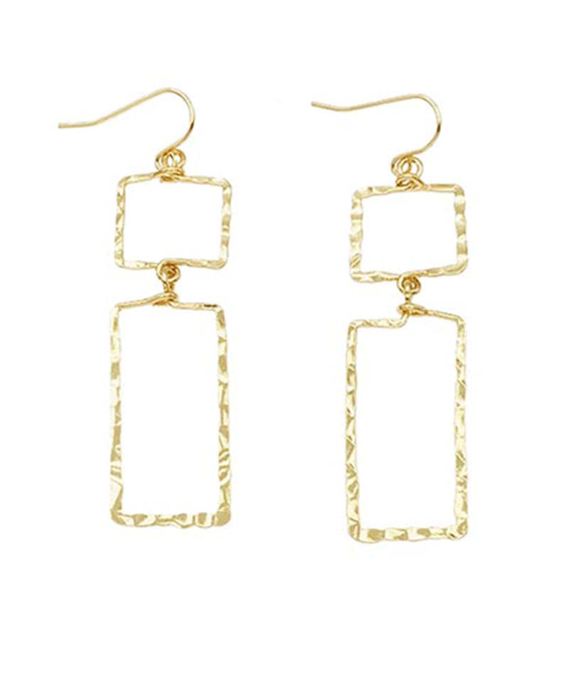 Hammered Square & Rectangle Linked Earring