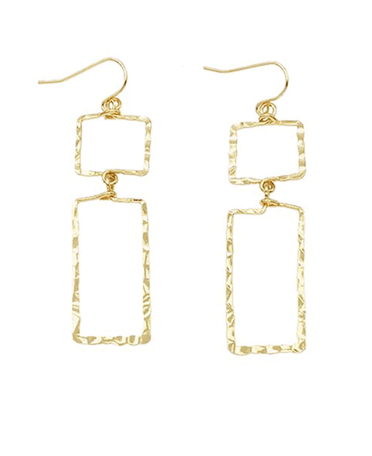 Hammered Square & Rectangle Linked Earring
