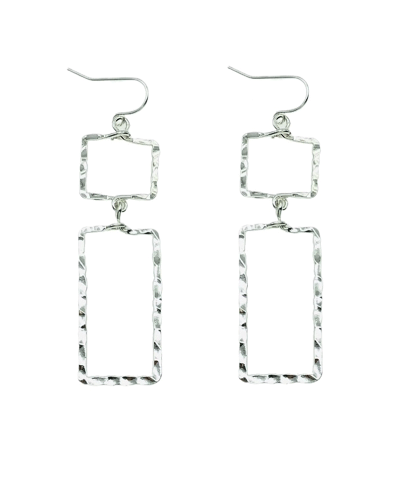 Hammered Square & Rectangle Linked Earring