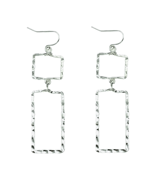 Hammered Square & Rectangle Linked Earring