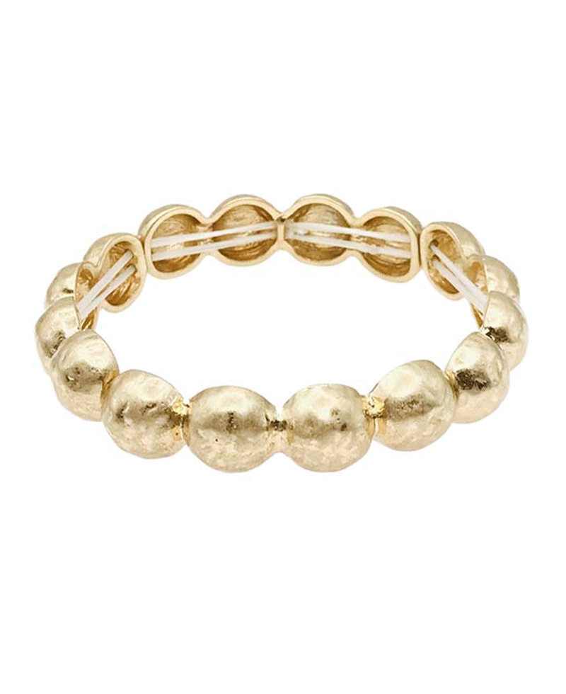 Textured Metal Beaded Stretch Bracelet