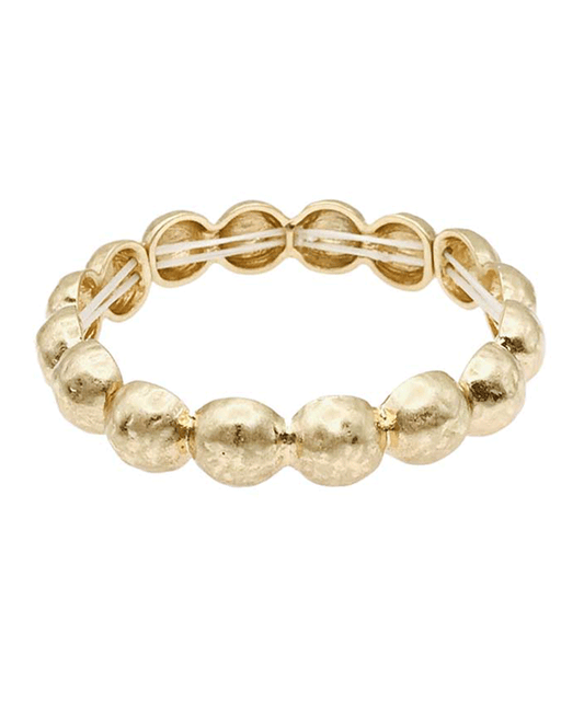 Textured Metal Beaded Stretch Bracelet