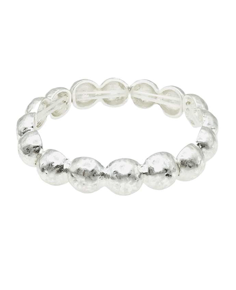 Textured Metal Beaded Stretch Bracelet