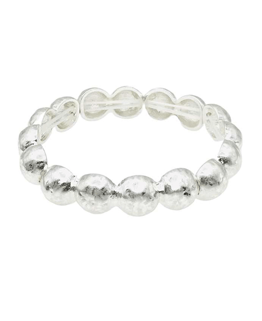 Textured Metal Beaded Stretch Bracelet