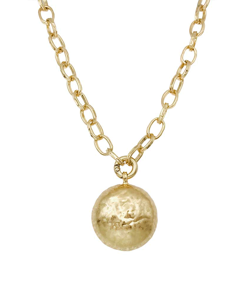 Spherical Shape Pendant Chunky Oval Link Chain Necklace