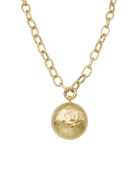 Spherical Shape Pendant Chunky Oval Link Chain Necklace