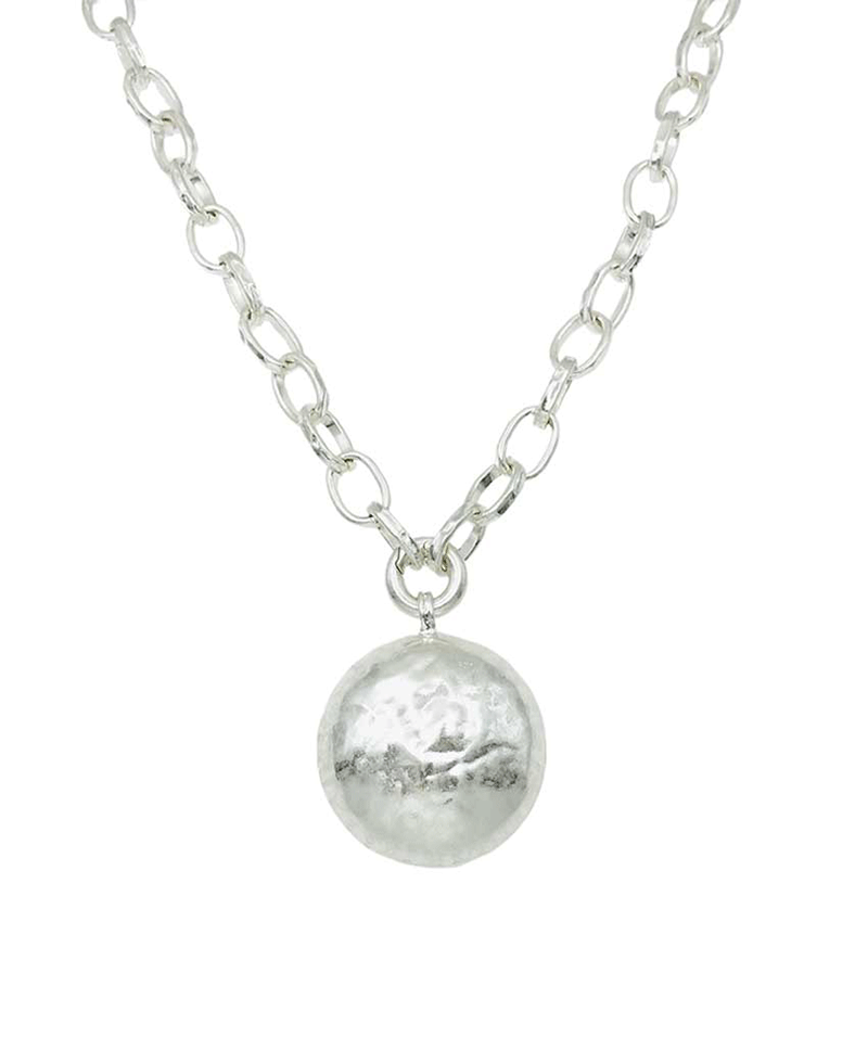 Spherical Shape Pendant Chunky Oval Link Chain Necklace
