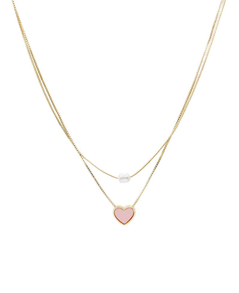 Heart & Pearl Double Layered Necklace
