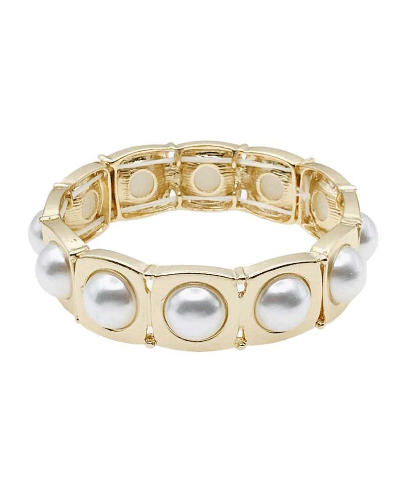 Round Bezel Set Crystal Stretch Bracelet
