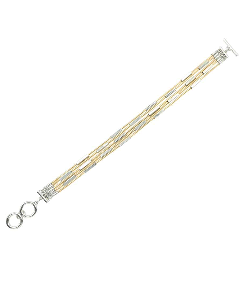 Two Tone Multi Bar Link Bracelet