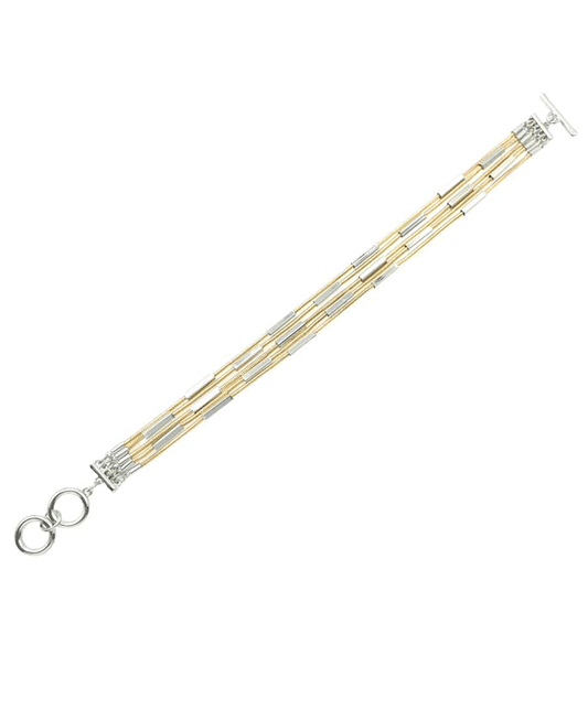 Two Tone Multi Bar Link Bracelet