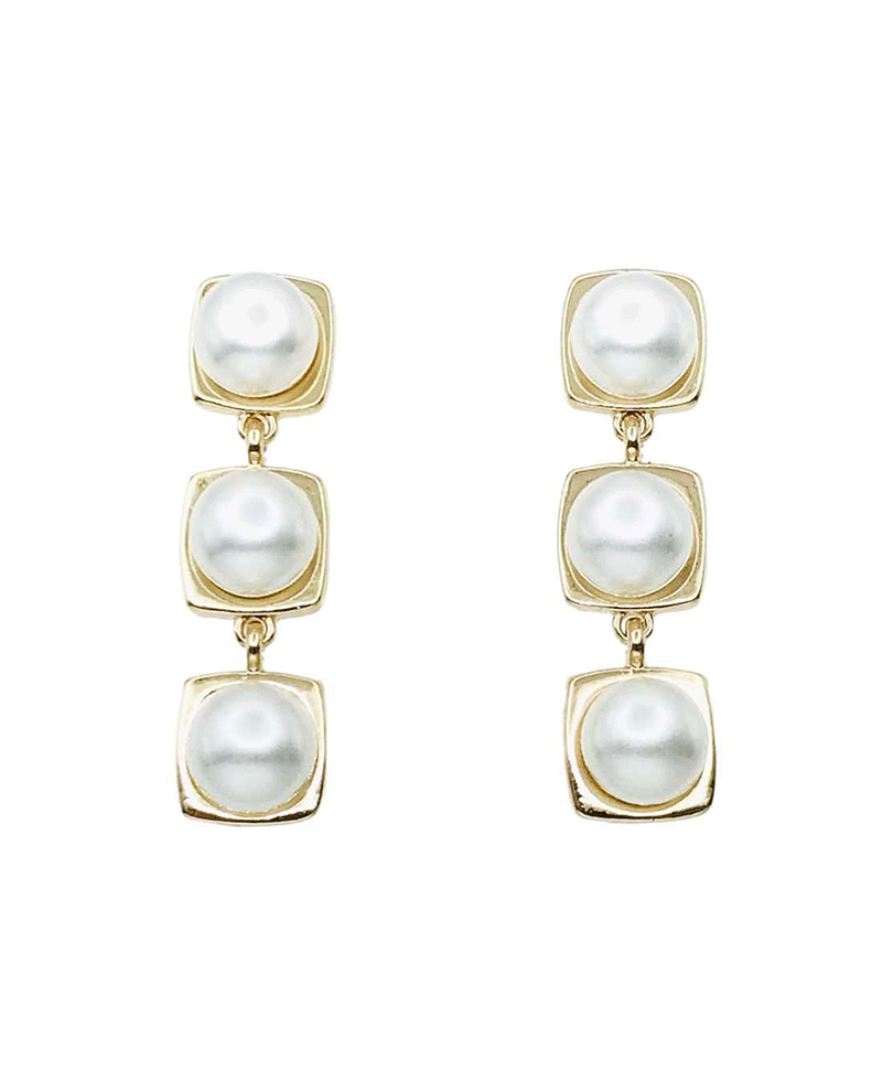 Triple Tier Square Dangle Earring