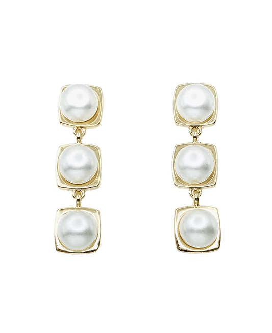 Triple Tier Square Dangle Earring