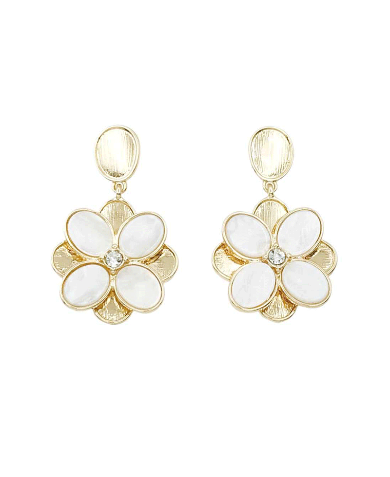 MOP Petals Flower Drop Post Earring