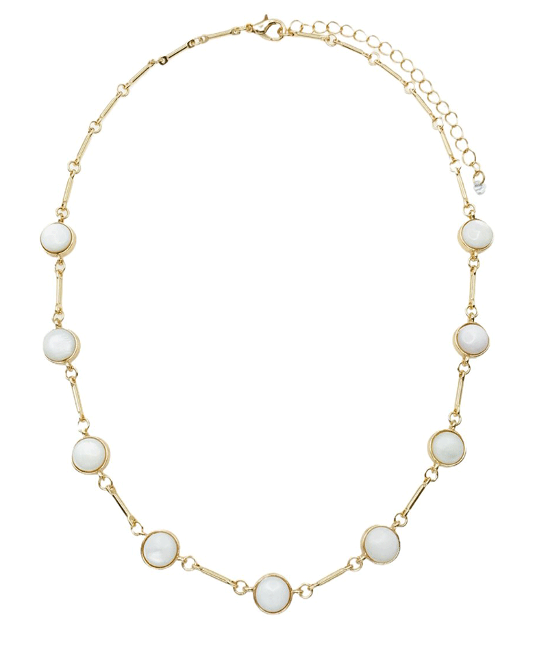 Bezel Round Stone Station Necklace