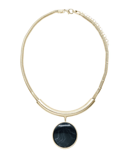 Coiled Tube & Curved Bar w/ Pendant Necklace