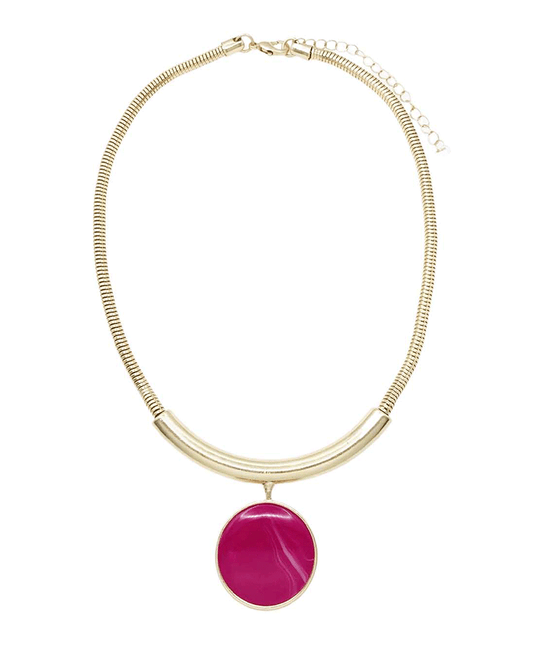 Coiled Tube & Curved Bar w/ Pendant Necklace
