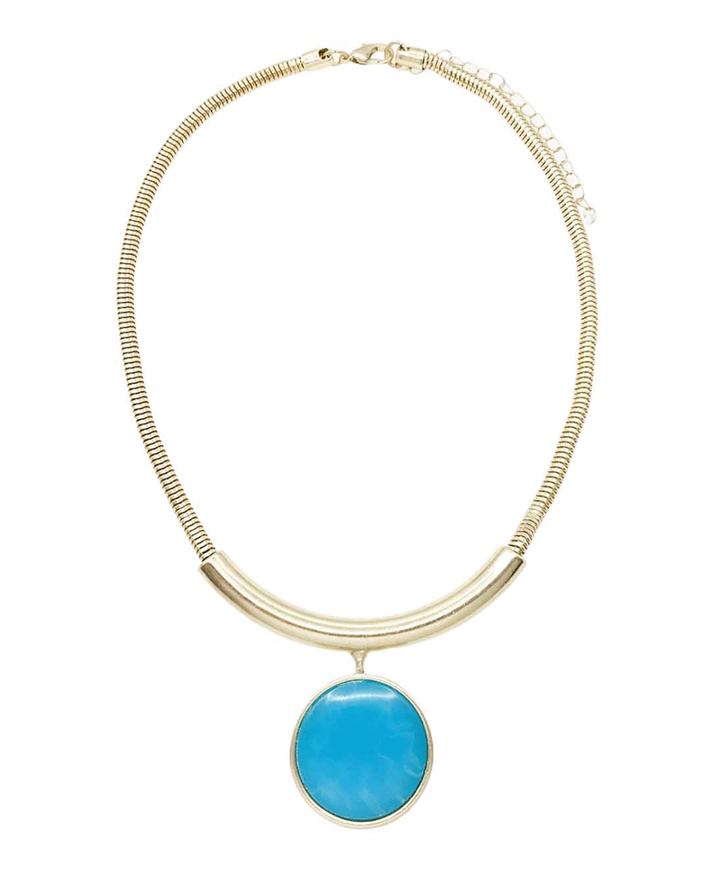 Coiled Tube & Curved Bar w/ Pendant Necklace