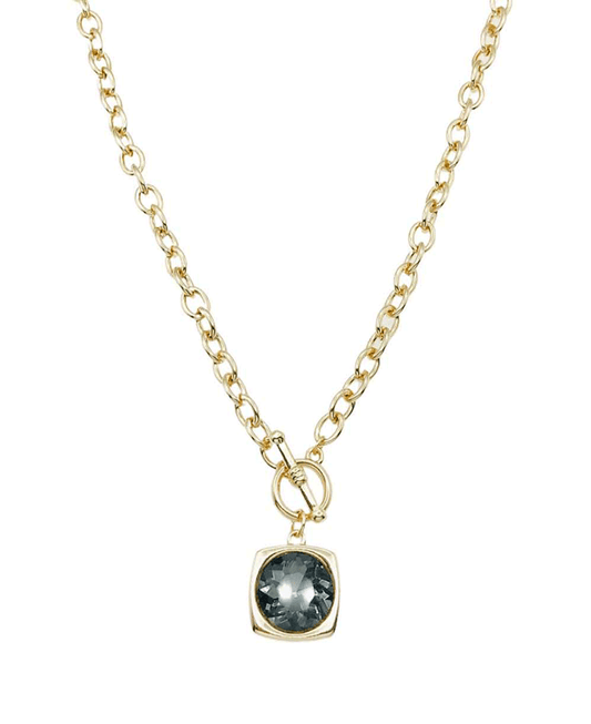 Square Faceted Crystal Chain Toggle Necklace