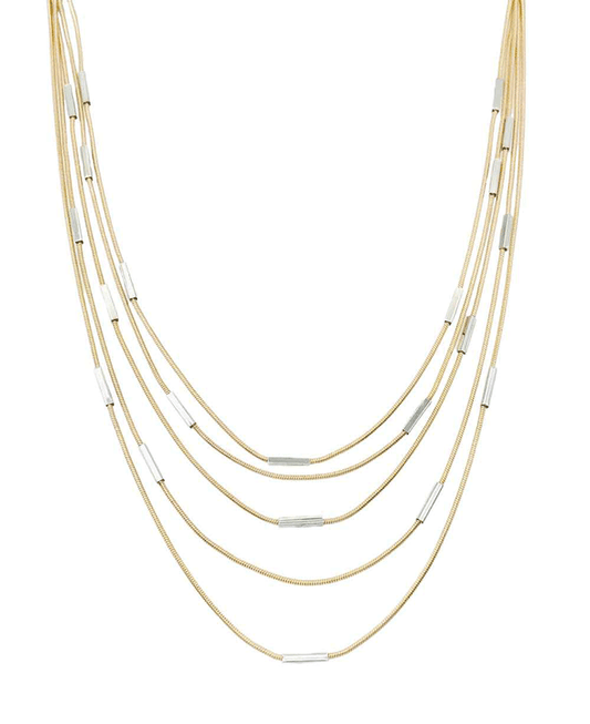 Multi Strand Chain w/ Silver Beads Necklace