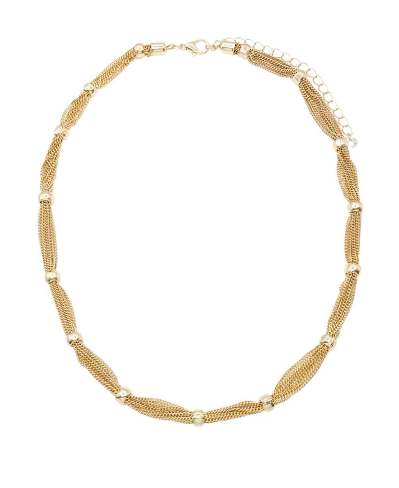 Mesh Chain w/ Beads Necklace