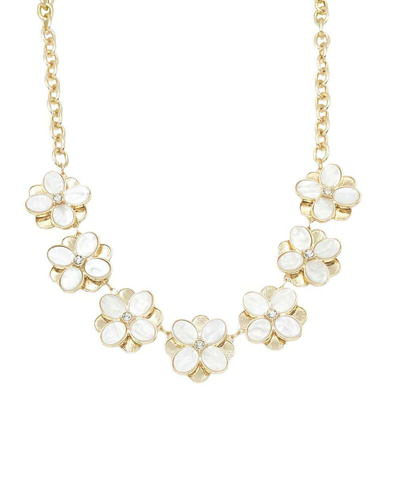 Multiple MOP Flower Statement Necklace