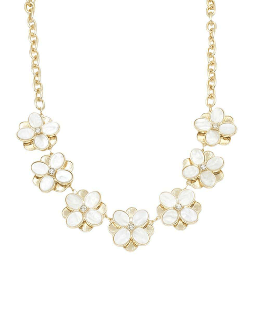 Multiple MOP Flower Statement Necklace