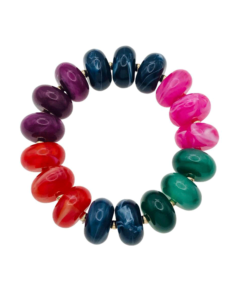 Chunky Resin Beaded Stretch Bracelet