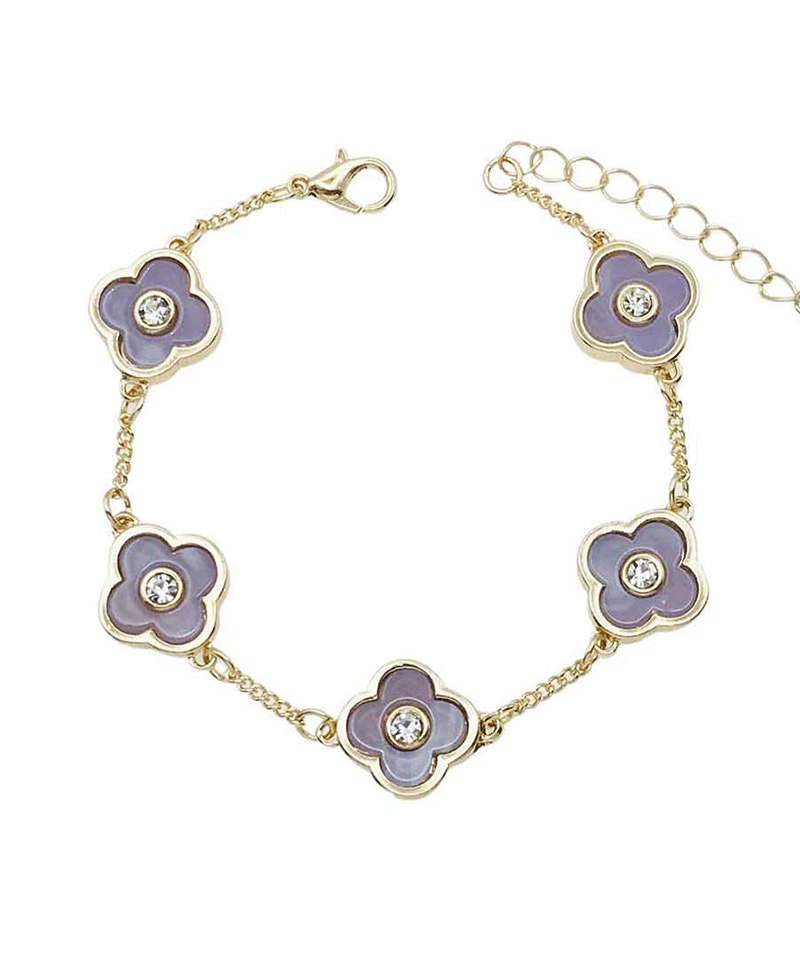 Five Quatrefoil Clover Chain Link Bracelet
