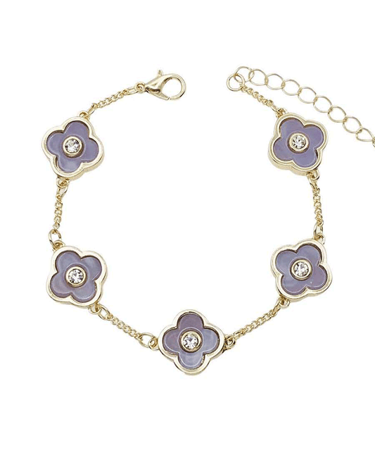 Five Quatrefoil Clover Chain Link Bracelet