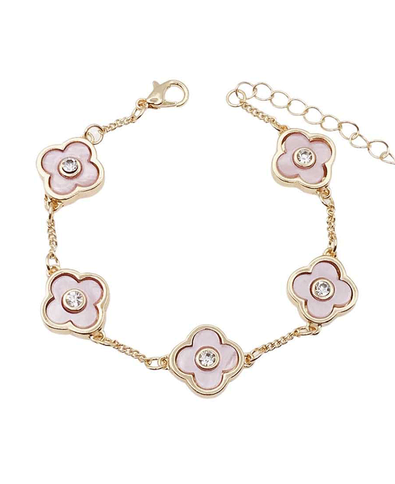 Five Quatrefoil Clover Chain Link Bracelet