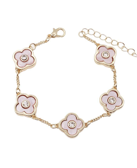 Five Quatrefoil Clover Chain Link Bracelet