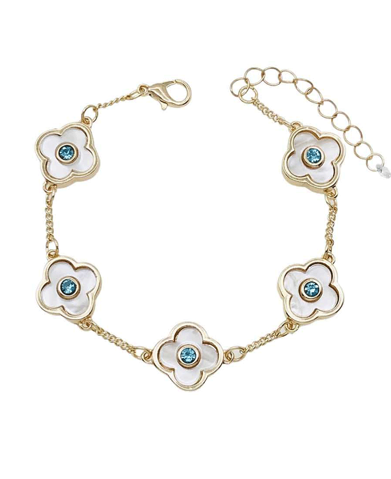 Five Quatrefoil Clover Chain Link Bracelet