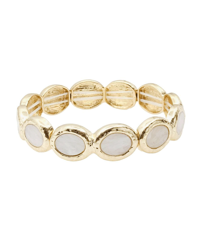 Round Bezel Set MOP Bracelet