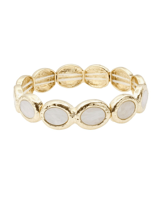 Round Bezel Set MOP Bracelet
