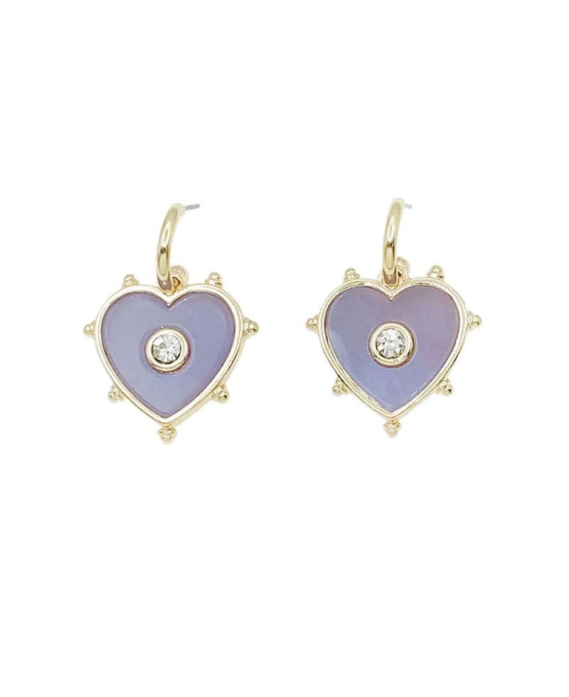 Gold Plated Heart w/ Enamel & Crystal Earring